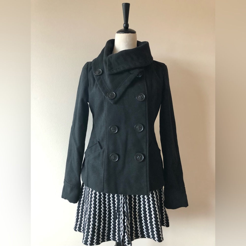 Charlotte Russe Wool Blend Black Coat, Size S